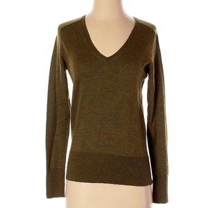 Green, 100% Wool Soft & Stretchy V-neck Sweater from Victor Alfaro
